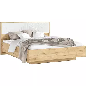 Кровать Флэш без обивки дуб крафт/браш вайт С П/М 1600x2000, ортопедическое основание, изголовье жесткое
