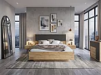 Кровать Флэш с подсветкой без обивки браш графит/дуб крафт С П/М 160x200, ортопедическое основание, изголовье жесткое