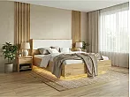 Кровать Флэш с подсветкой без обивки браш вайт/дуб крафт С П/М 160x200, ортопедическое основание, изголовье жесткое