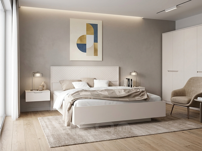 Кровать Флэш с подсветкой без обивки кашемир С П/М 160x200, ортопедическое основание, изголовье жесткое