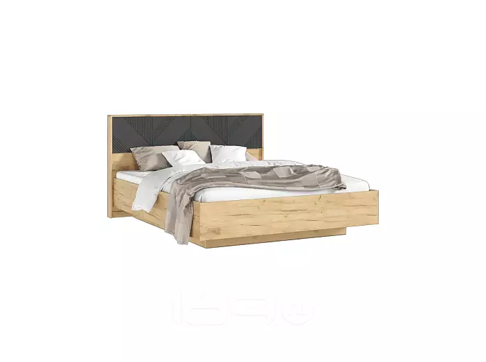С/Г Ирис Кровать парящая 1,6м с ПМ (Браш Графит/Дуб Крафт, Дуб Крафт)