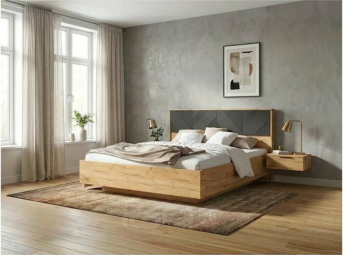 Кровать Ирис без обивки браш графит С П/М 1600x2000, изголовье жесткое