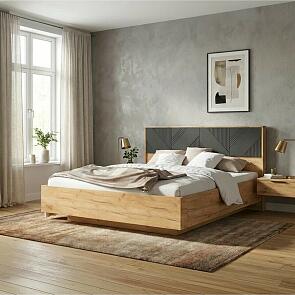 Кровать Ирис без обивки браш графит С П/М 1600x2000, изголовье жесткое