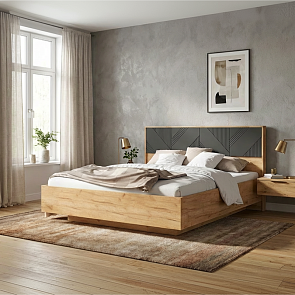 Кровать Ирис без обивки браш графит С П/М 1600x2000, ортопедическое основание, изголовье жесткое