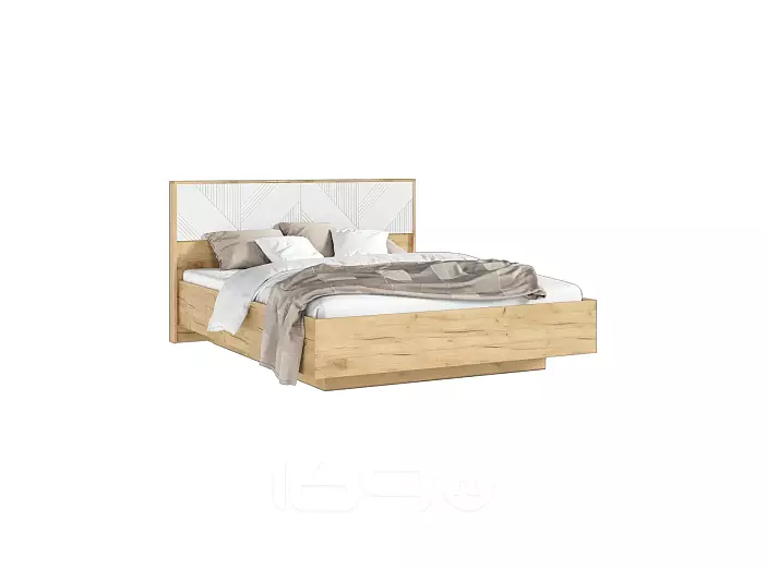 С/Г Ирис Кровать парящая 1,6м с ПМ (Браш Вайт/Дуб Крафт, Дуб Крафт)