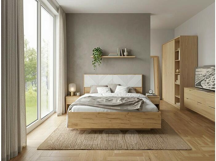 Кровать Ирис без обивки браш вайт С П/М 1600x2000, изголовье жесткое