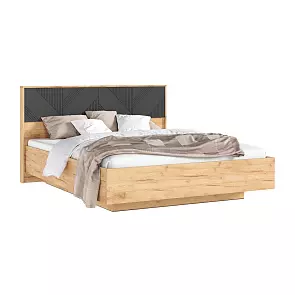 С/Г Ирис Кровать парящая 1,6м с ПМ с подсветкой (Браш Графит/Дуб Крафт, Дуб Крафт)