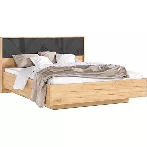 Кровать Ирис с подсветкой без обивки браш графит С П/М 1600x2000, ортопедическое основание, изголовье жесткое