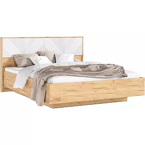 Кровать Ирис с подсветкой без обивки браш вайт С П/М 1600x2000, ортопедическое основание, изголовье жесткое
