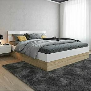 Кровать Ким без обивки белый глянец холодный С П/М 1400x2000, изголовье жесткое