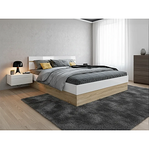 Кровать Ким без обивки белый глянец холодный С П/М 1400x2000, ортопедическое основание, изголовье жесткое