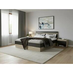 Кровать Ким без обивки графит софт new С П/М 1400x2000, изголовье жесткое