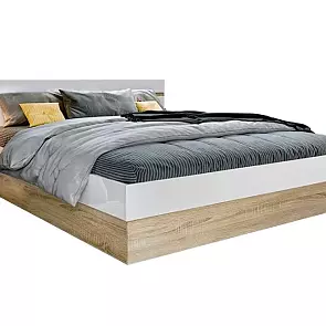 Кровать Ким без обивки белый глянец холодный С П/М 1600x2000, ортопедическое основание, изголовье жесткое