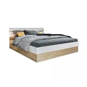 С/Г Ким Кровать 1,6м с ПМ (Белый глянец холодный, сонома)