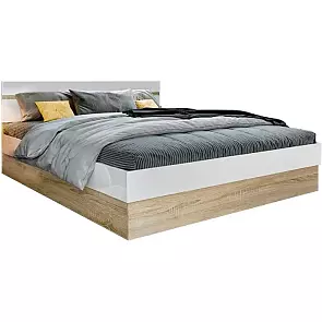 Кровать Ким без обивки белый глянец холодный С П/М 1600x2000, ортопедическое основание, изголовье жесткое
