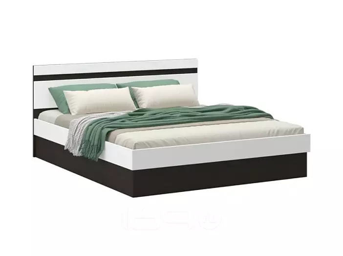 С/Г Ким Кровать 1,6м с ПМ (Белый глянец холодный, венге)