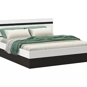 Кровать Ким без обивки белый глянец холодный С П/М 1600x2000, ортопедическое основание, изголовье жесткое