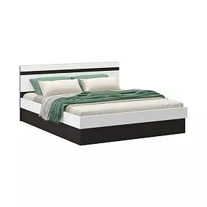 С/Г Ким Кровать 1,6м с ПМ (Белый глянец холодный, венге)