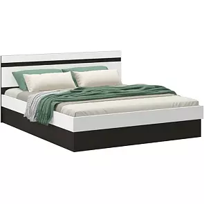 Кровать Ким без обивки белый глянец холодный С П/М 1600x2000, ортопедическое основание, изголовье жесткое