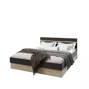 Кровать Ким без обивки графит софт new С П/М 1600x2000, ортопедическое основание, изголовье жесткое