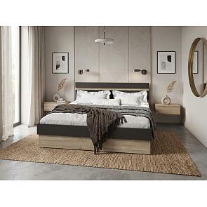 Кровать Ким без обивки графит софт new С П/М 1600x2000, ортопедическое основание, изголовье жесткое
