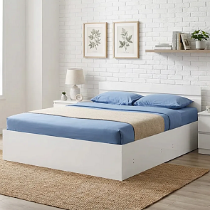 Кровать Нэнси без обивки белый глянец С П/М 1400x2000, изголовье жесткое