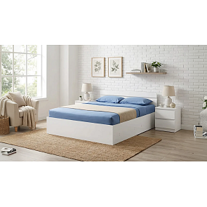 Кровать Нэнси без обивки белый глянец С П/М 1400x2000, изголовье жесткое