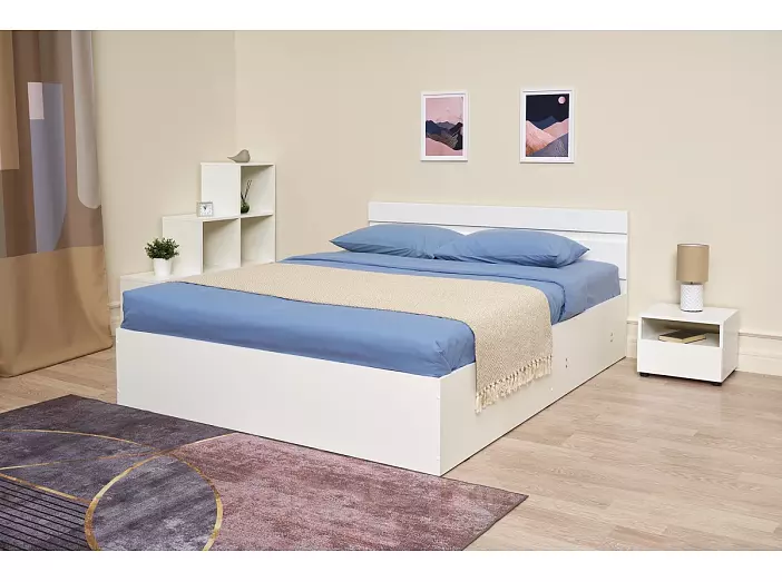 С/Г Нэнси New Кровать 1,6м с ПМ (Белый глянец)