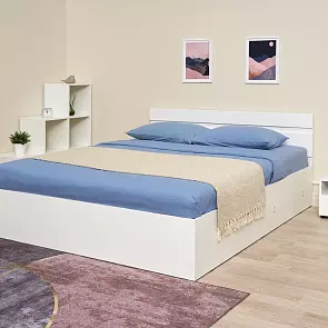 Кровать Нэнси без обивки белый глянец С П/М 1600x2000, ортопедическое основание, изголовье жесткое