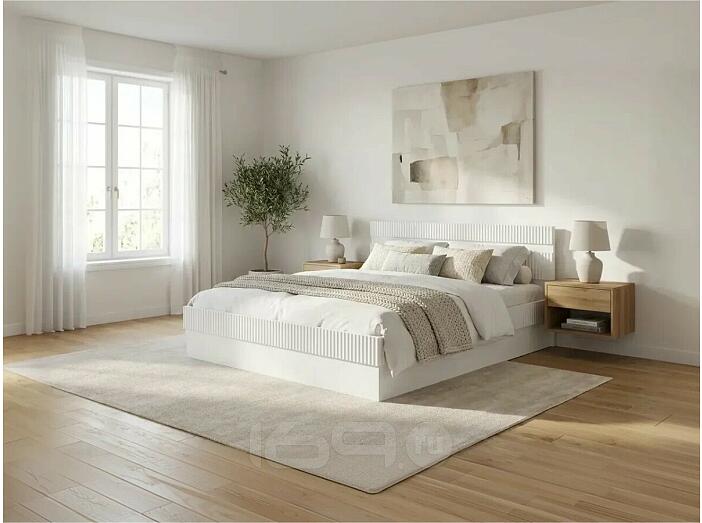 Кровать Оливия без обивки шарли белый С П/М 1642x2021, изголовье жесткое