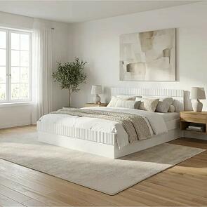 Кровать Оливия без обивки шарли белый С П/М 1642x2021, изголовье жесткое