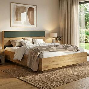 С/Г Роджина Кровать парящая 1,6м с ПМ (Изумрудный/Дуб крафт, Дуб крафт)