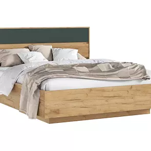 Кровать Роджина с подсветкой без обивки дуб крафт С П/М 1600x2000, ортопедическое основание, изголовье жесткое