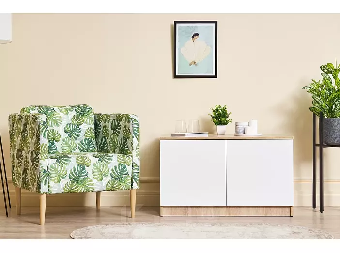 Челси Антресоль-тумба универсальная (Белый глянец, дуб сонома)