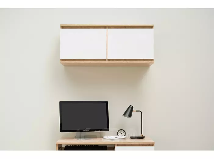 Челси Полка навесная (Антресоль малая) (Белый глянец, дуб сонома)