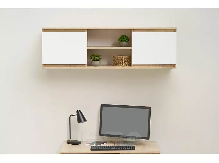 Челси Полка открытая (Антресоль) (Белый глянец, дуб сонома)