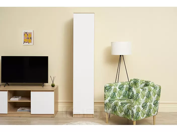 Челси Пенал 1 створка (Белый глянец, дуб сонома)