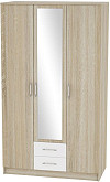 Шкаф 3-х створчатый Сопрано ШК-223 с зеркалом и 2-мя ящиками ЛДСП Белый глянец/Дуб cонома | 120 см