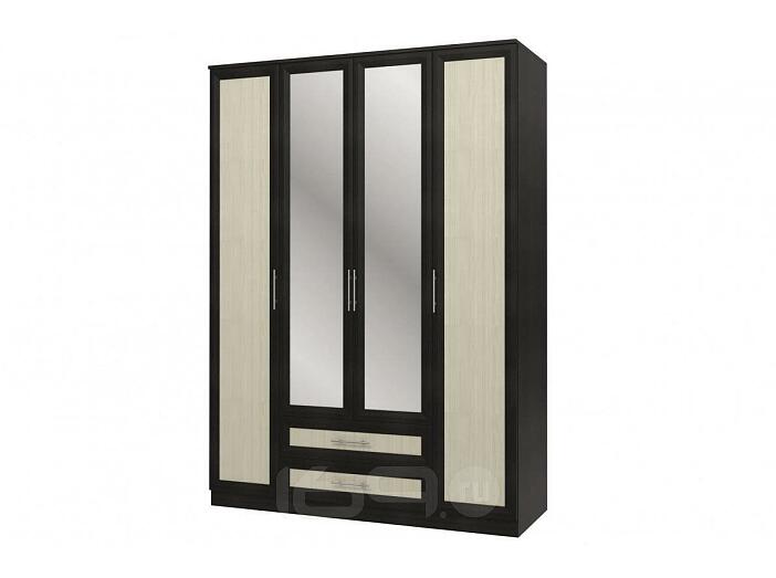 Шкаф 4-х дверный с зеркалами Юлианна СБ-074-01 Дуб феррара