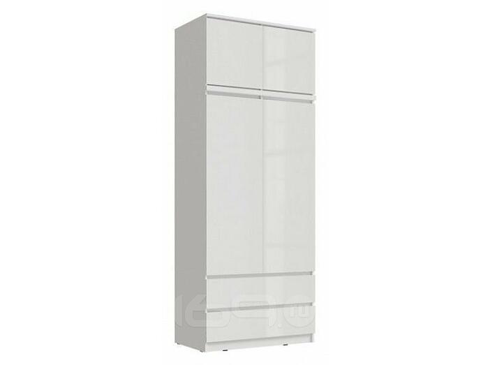 Челси Шкаф 2-х ств (2УПК) комбинированный с антресолью (Белый глянец холодный, белый)