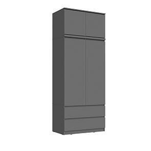 Челси Шкаф 2-х ств (2УПК) комбинированный с антресолью (Графит, графит)