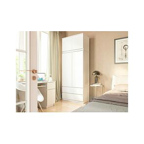 Челси Шкаф 2-х ств (2УПК) (Ш) комбинированный с антресоль-тумба универсальная (Белый глянец холодный, белый)