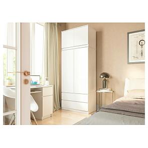 Челси Шкаф 2-х ств (2УПК) (Ш) комбинированный с антресоль-тумба универсальная (Белый глянец холодный, белый)