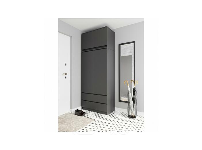 Челси Шкаф 2-х ств (2УПК) (Ш) комбинированный с антресоль-тумба универсальная (Графит, графит)