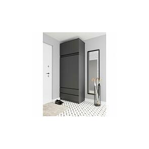 Челси Шкаф 2-х ств (2УПК) (Ш) комбинированный с антресоль-тумба универсальная (Графит, графит)