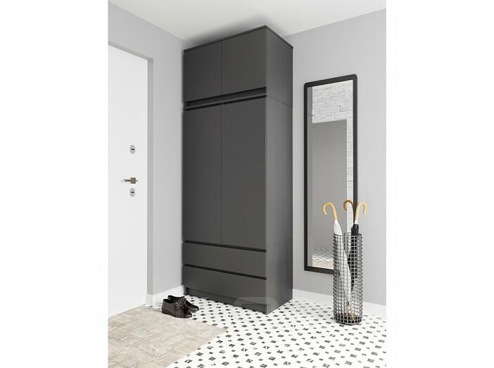 Челси Шкаф 2-х ств (2УПК) (Ш) комбинированный с антресоль-тумба универсальная (Графит, графит)