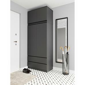 Челси Шкаф 2-х ств (2УПК) (Ш) комбинированный с антресоль-тумба универсальная (Графит, графит)