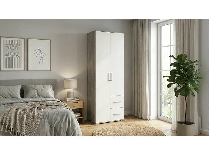 Фиеста NEW Шкаф 2-х ств (800) (Кашемир, Дуб Крафт серый)