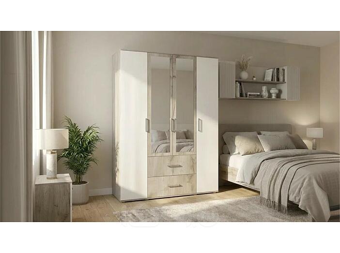 Фиеста NEW Шкаф 4-х ств (1600) (Кашемир, Дуб Крафт серый)