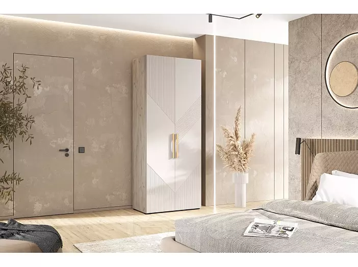 Ирис Шкаф 2-х ств.(900) (Кашемир, Дуб Крафт серый)